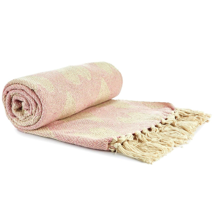 Heart Tassel 100% Recycled Cotton Blush Pink Throws -  - Ideal Textiles