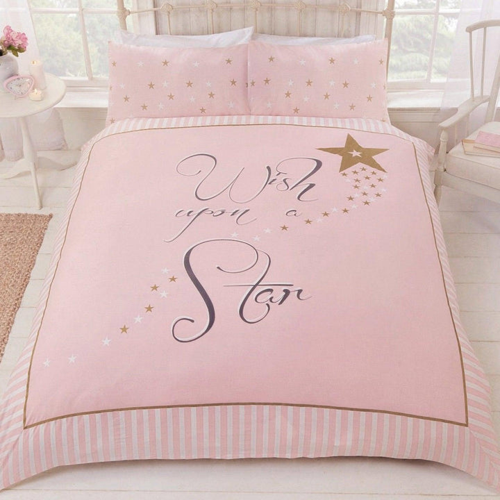 Wish Upon a Star Pink Duvet Cover Set - Single - Ideal Textiles