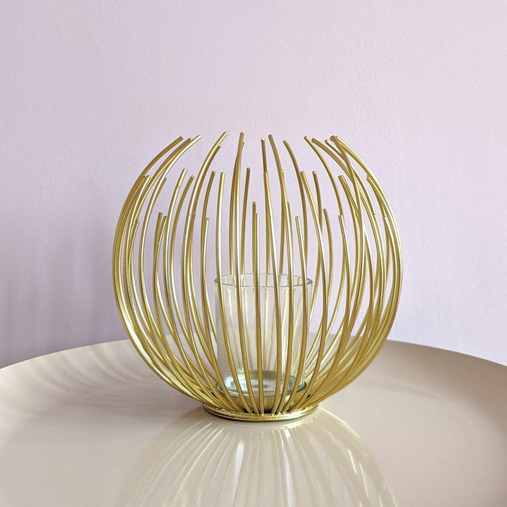 Gold Urchin Wire Tealight Candle Holder - Ideal