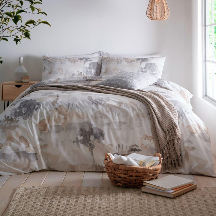 Edale Watercolour 100% Cotton Linen Duvet Cover Set - Ideal