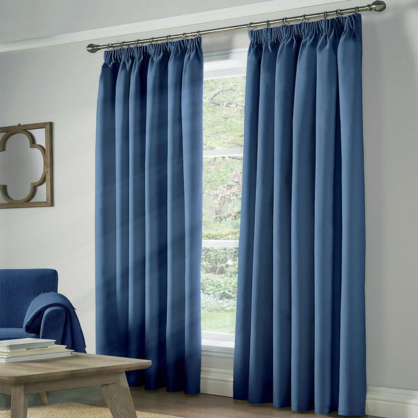 Essential 95% Blackout Tape Top Curtains Blue - 46'' x 54'' - Ideal Textiles