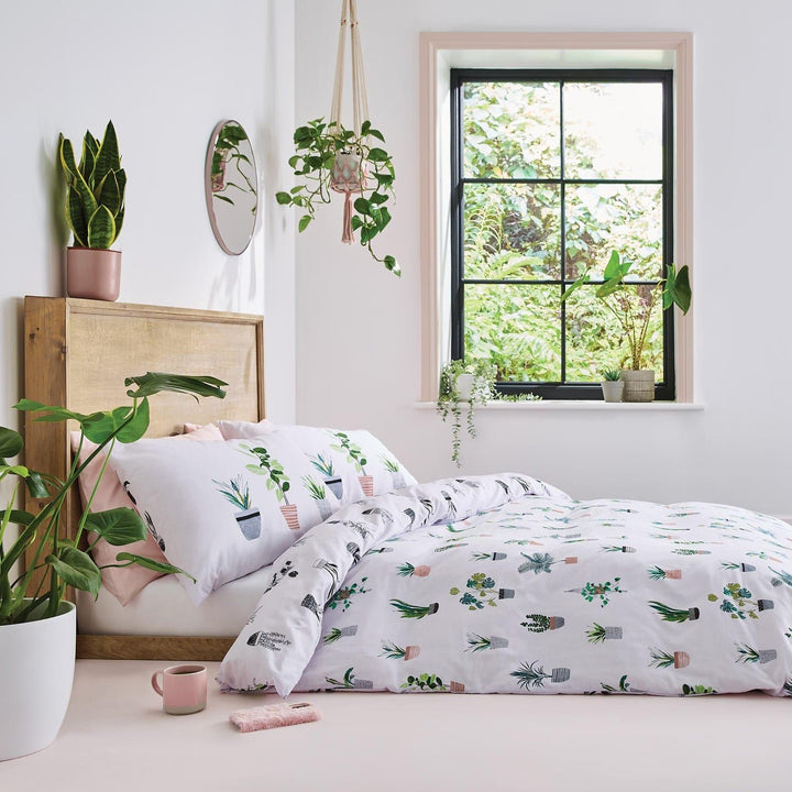Plant Babe Reversible Green Duvet Cover Set - Single - Ideal Textiles