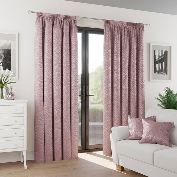 Addison Thermal Block Out Tape Top Curtains Blush - 46'' x 54'' - Ideal Textiles