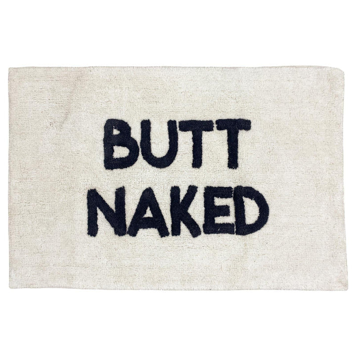 Butt Naked Slogan Tufted Cotton Bath Mat Ivory - Ideal
