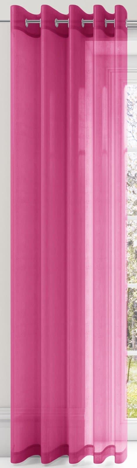 Plain Eyelet Voile Curtain Panels Cerise -  - Ideal Textiles