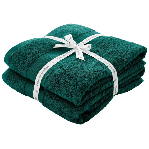 Antibacterial 100% Cotton Bath Sheet Pair Forest Green - Ideal