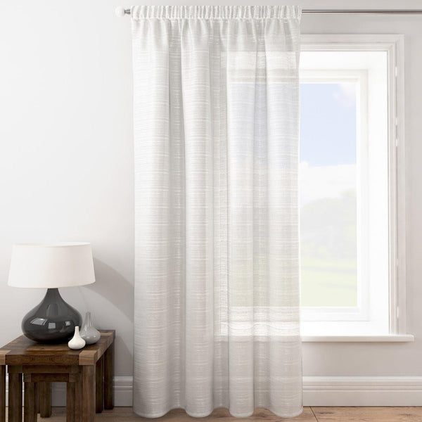 Rodez Tape Top Voile Curtain Panels White - 55'' x 48'' - Ideal Textiles