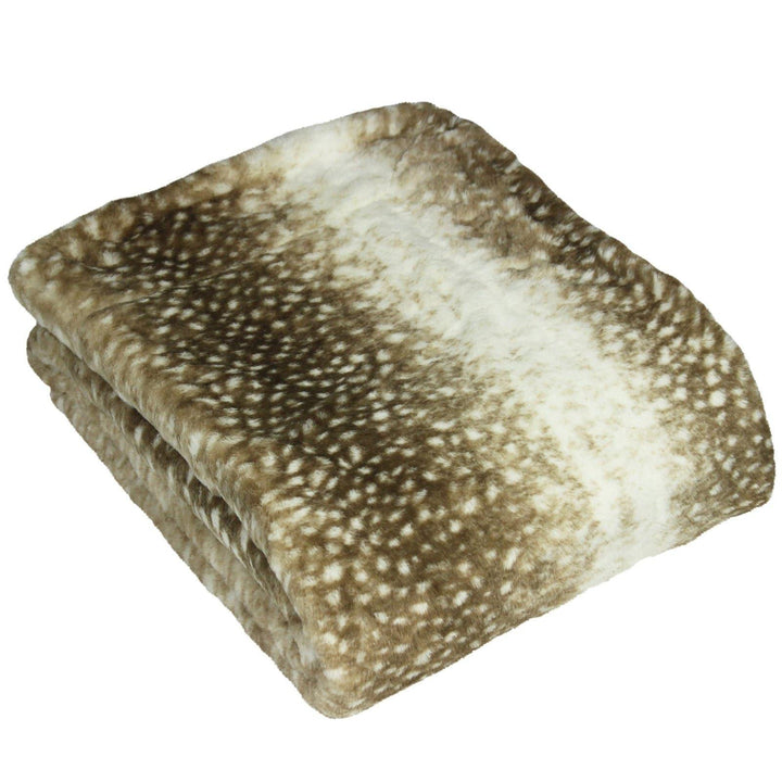 Fawn Deerskin Natural Faux Fur Throws 130cm x 180cm -  - Ideal Textiles