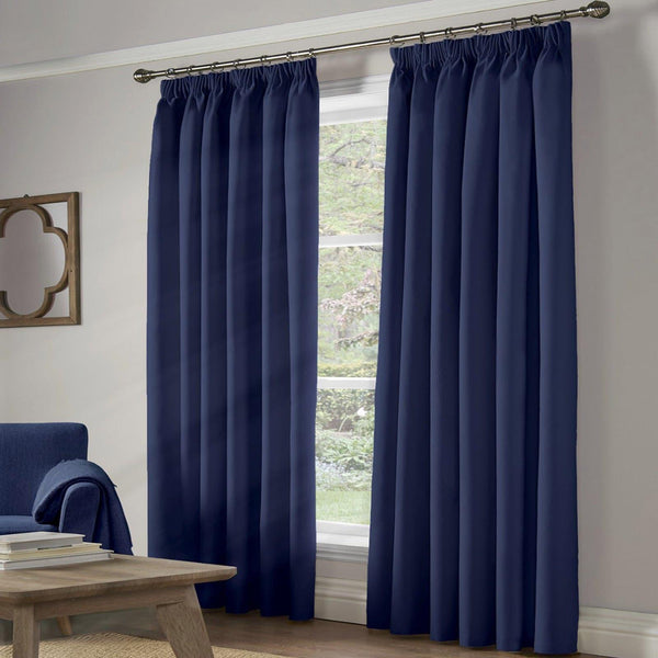 Essential 95% Blackout Tape Top Curtains Navy - 46'' x 54'' - Ideal Textiles