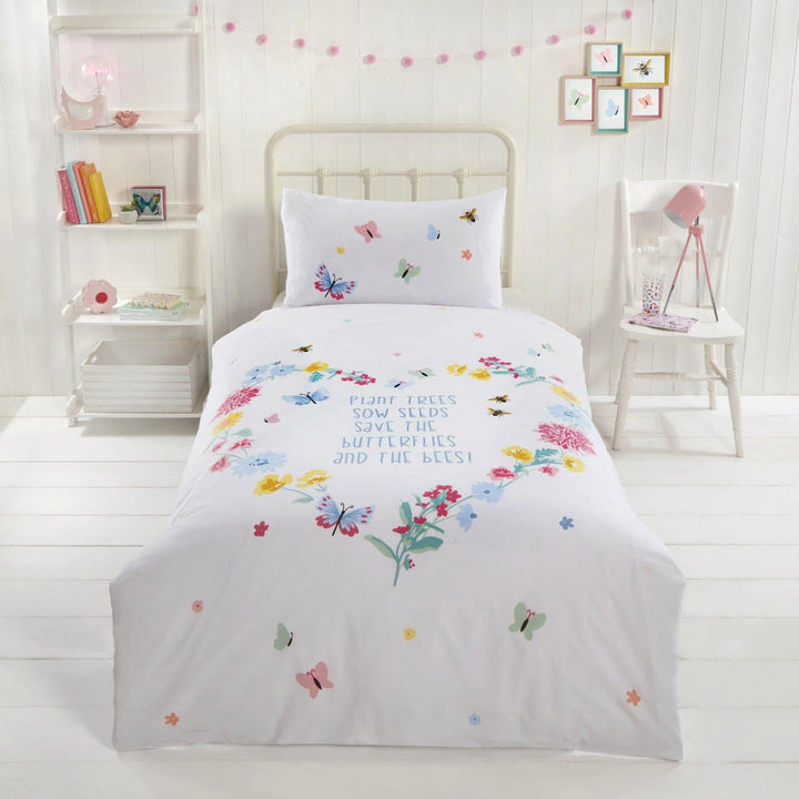 Butterfly & Bees Eco-Friendly Duvet Cover Set - Single - Ideal Textiles