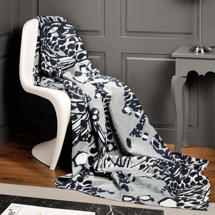 Marsh Butterfly Luxury Jacquard Throws Blue - 130cm x 170cm - Ideal Textiles