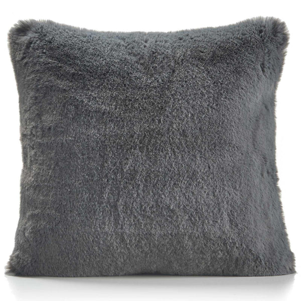 Faux Rabbit Fur Silver Cushion Cover 22" x 22" -  - Ideal Textiles