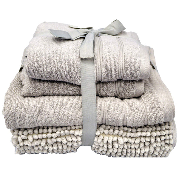 Loom Editions 4 Piece Towel Bale & Bath Mat Set Grey - Ideal
