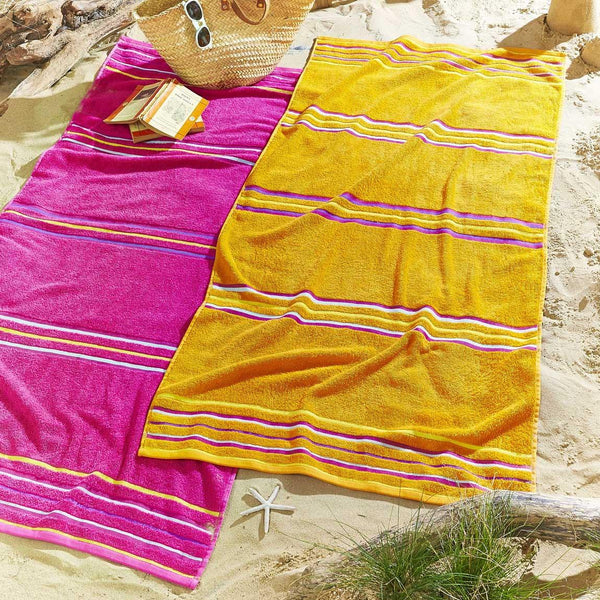 Rainbow Pairs Twin Pack Cotton Beach Towels Pink & Orange -  - Ideal Textiles