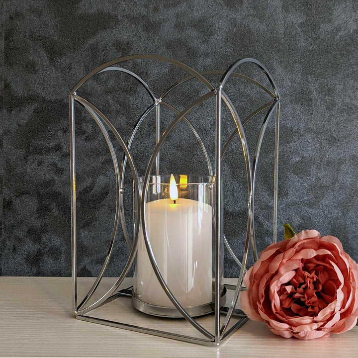 Ariana Large Silver Lantern Candle Holder -  - Ideal Textiles