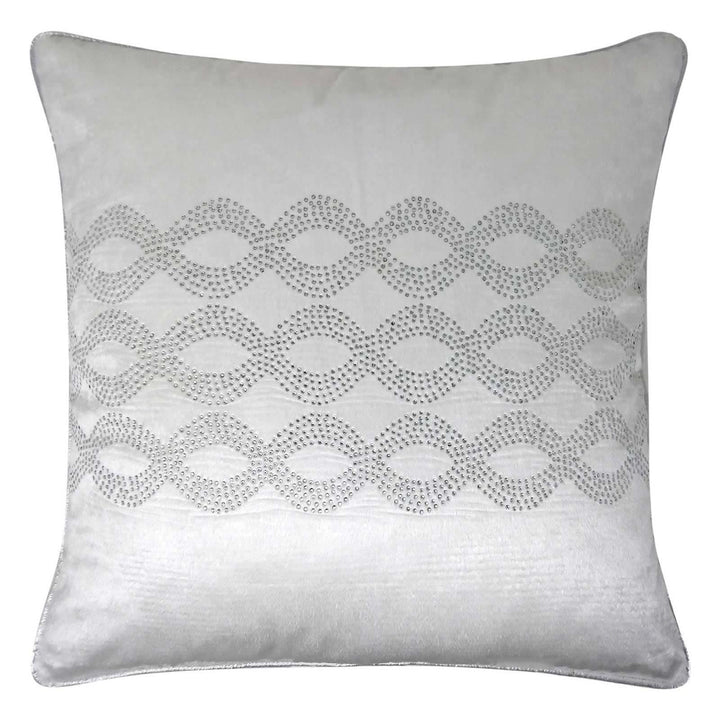 Destiny Diamante White & Silver Cushion Covers 17" x 17" -  - Ideal Textiles