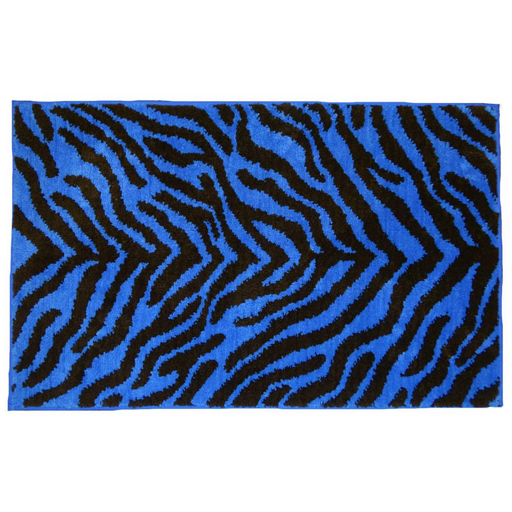 Zebra Print Non-Slip Bath Mat Blue -  - Ideal Textiles