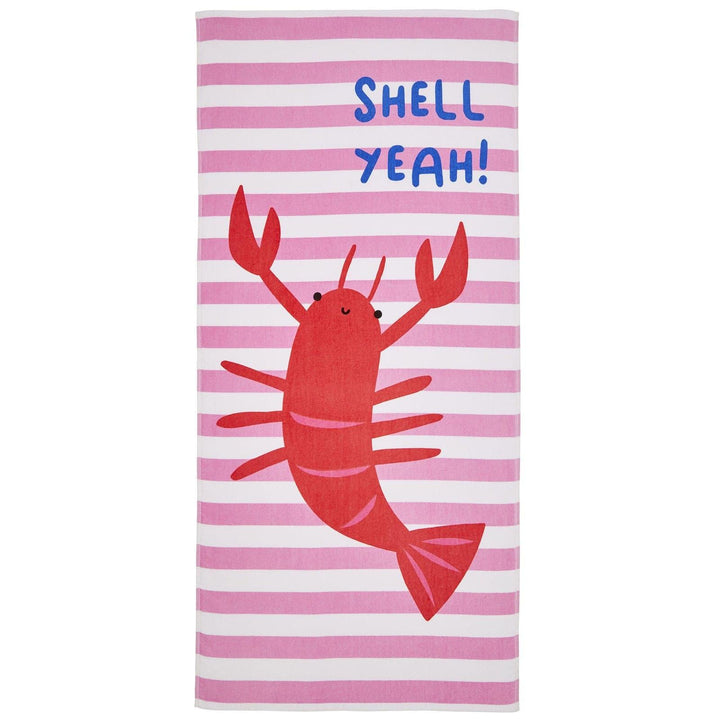 Shell Yeah Pink Velour Beach Towel -  - Ideal Textiles