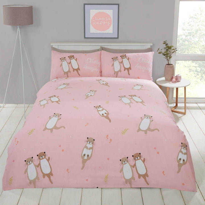Otterly Amazing Pink Duvet Cover Set - Single - Ideal Textiles