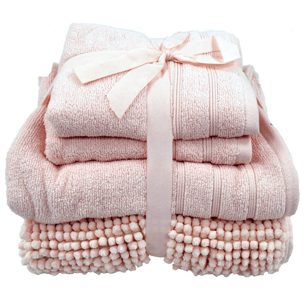 Loom Editions 4 Piece Towel Bale & Bath Mat Set Blush - Ideal