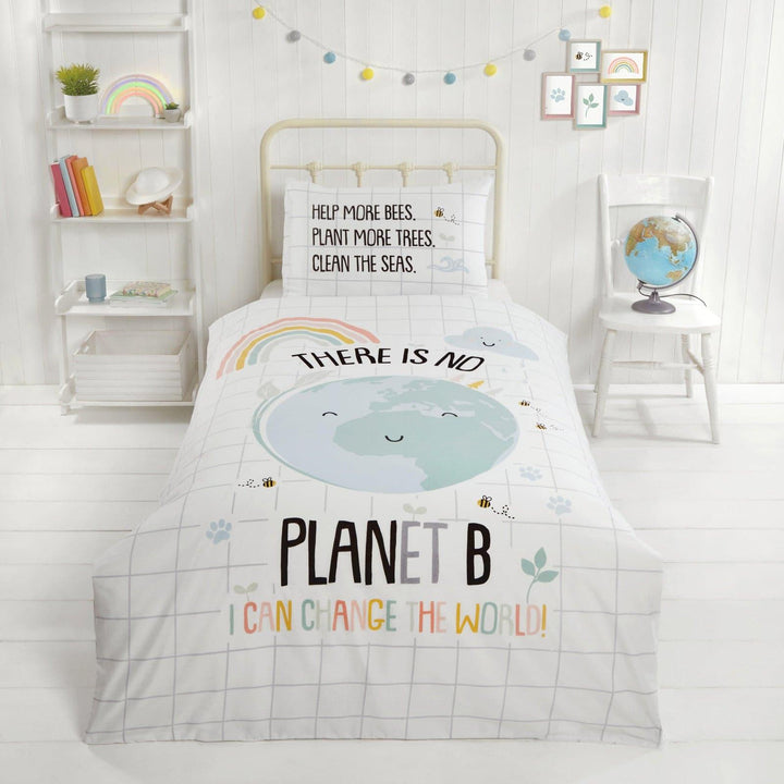 There is No Planet B Eco-Friendly Duvet Cover Set - Single - Ideal Textiles