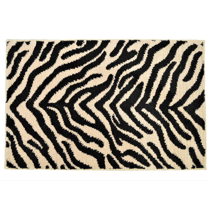 Zebra Print Non-Slip Bath Mat Cream -  - Ideal Textiles