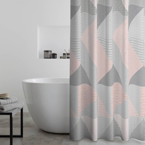 Larsson Geo Blush Pink Shower Curtain 180cm x 180cm -  - Ideal Textiles