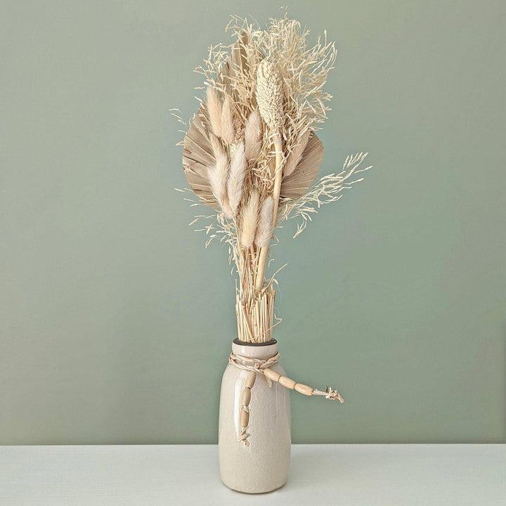 Dried Pampas & Flowers in Cream Vase - Ideal
