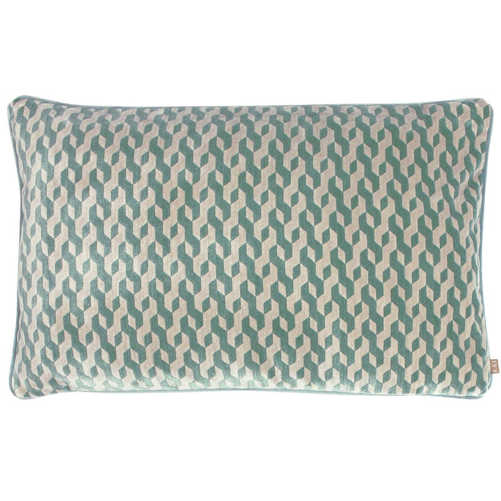 Dione Mint Geometric Velvet Cushion Cover 16'' x 24'' -  - Ideal Textiles