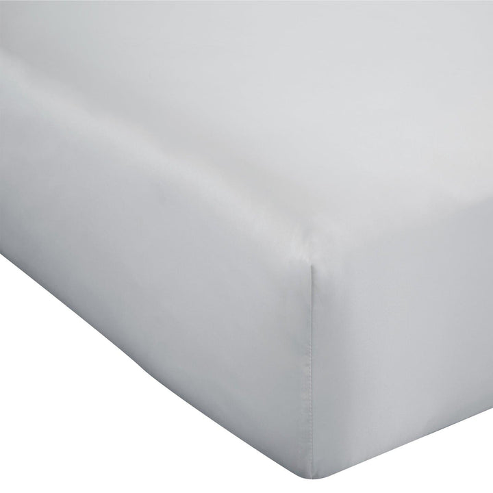 Silky Soft Satin Plain Fitted Sheets Silver - Single - Ideal Textiles