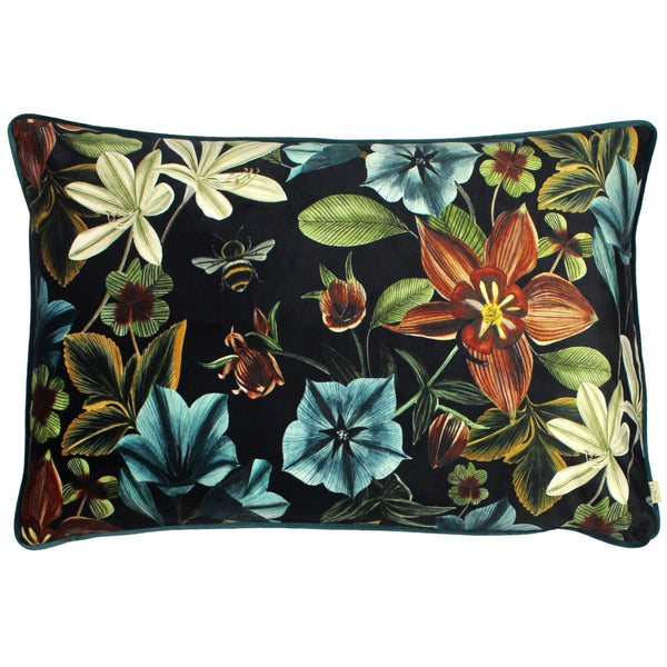 Midnight Garden Aquilegia Teal Rectangular Filled Cushions - Ideal