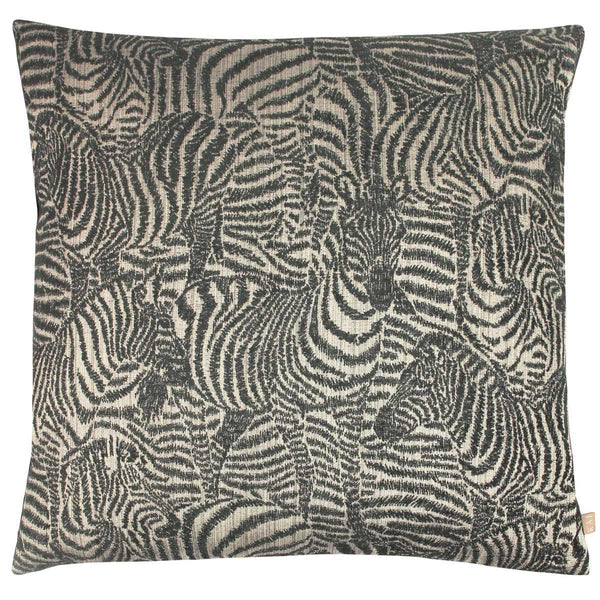 Hector Zebra Jacquard Onyx Filled Cushions - Polyester Pad - Ideal Textiles