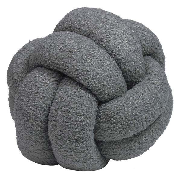 Boucle Knot Fleece Charcoal Throw Cushion -  - Ideal Textiles
