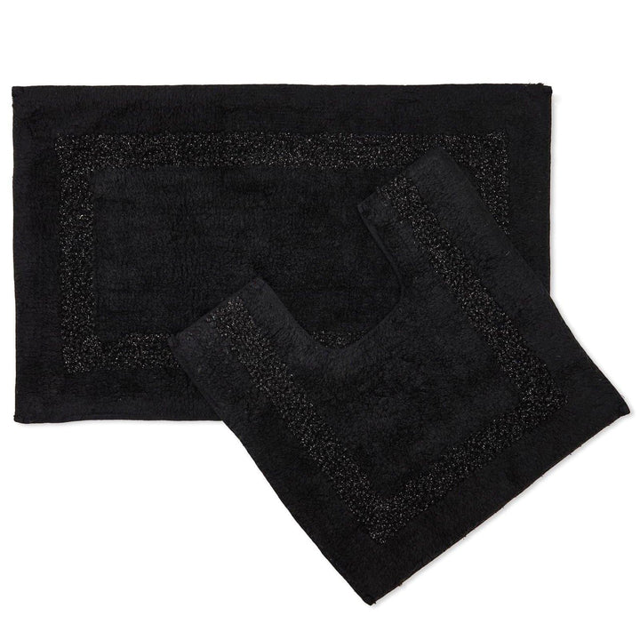 Brillaire Sparkle Bath & Pedestal Mat Set Black -  - Ideal Textiles