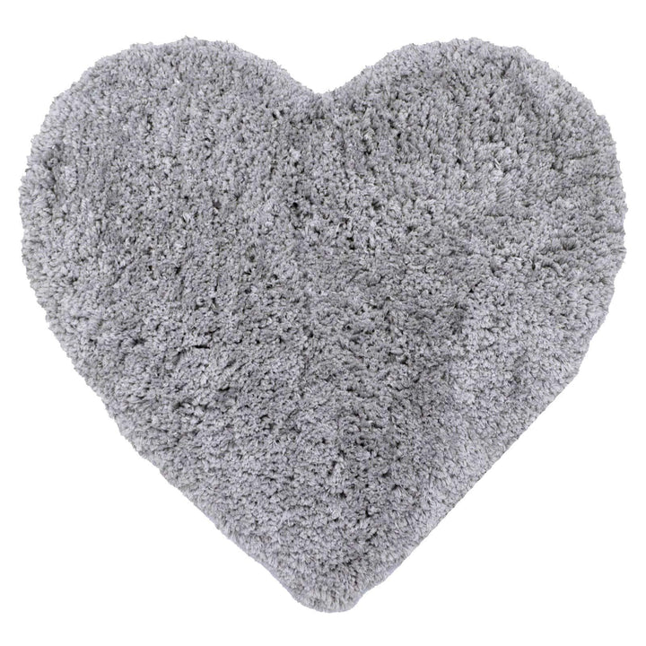 Heart Shaped Deep Pile Bath Mat Grey -  - Ideal Textiles