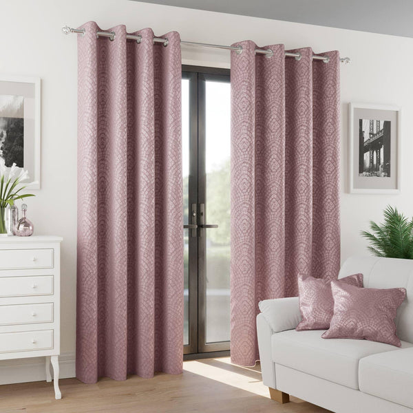Addison Thermal Block Out Eyelet Curtains Blush - 46'' x 54'' - Ideal Textiles
