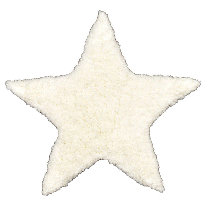 Star Shaped Deep Pile Bath Mat Off-White -  - Ideal Textiles