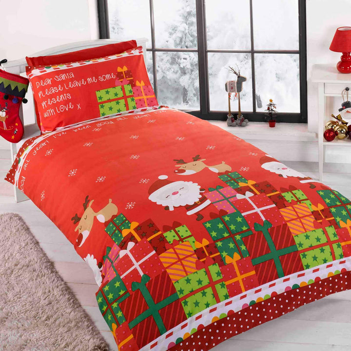 Dear Santa Red Kids Christmas Duvet Cover Set - Toddler - Ideal Textiles