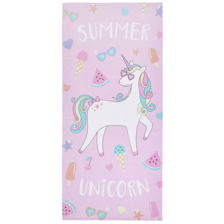 Summer Unicorn Pink Cotton Beach Towel -  - Ideal Textiles