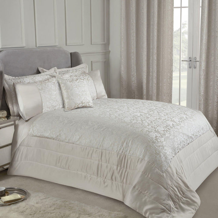 Eden Floral Trellis Jacquard Quilted Bedspread Cream - Ideal