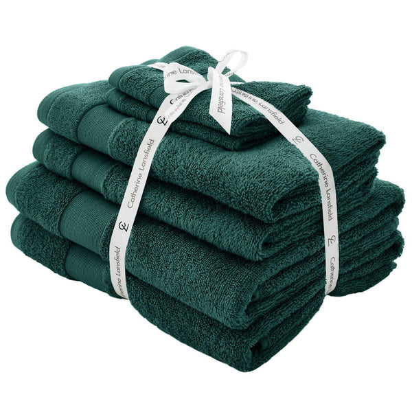 Antibacterial 100% Cotton 6 Piece Towel Bale Set Forest Green - Ideal