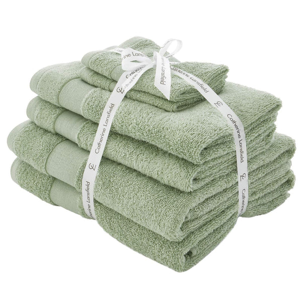 Anti-Bacterial 100% Cotton Sage 6 Piece Towel Bale Set -  - Ideal Textiles