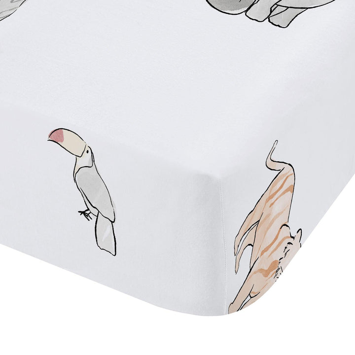 Zoo Animals 100% Cotton Kids Pastel Fitted Sheets - Junior - Ideal Textiles
