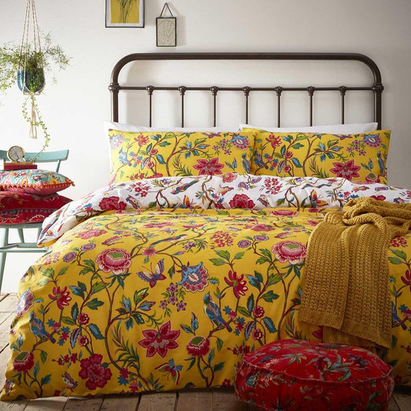 Pomelo Tropical Floral Yellow Duvet Cover Set - Single - Ideal Textiles