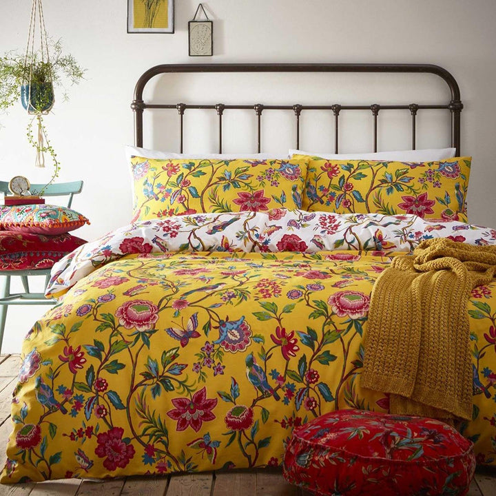 Pomelo Tropical Floral Yellow Duvet Cover Set - Single - Ideal Textiles