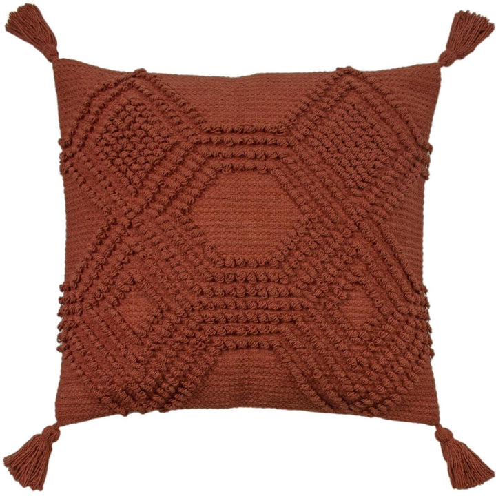 Halmo Hand Woven Boho Tassels Brick Cushion Covers 18'' x 18'' -  - Ideal Textiles