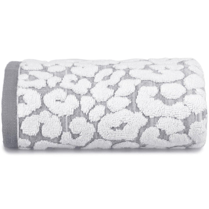 Leopard Jacquard Luxury Cotton Towel Grey - Hand Towel - Ideal Textiles