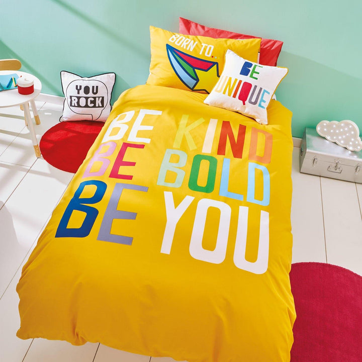 Born to Be You 100% Organic Cotton Duvet Cover Set - Single - Ideal Textiles
