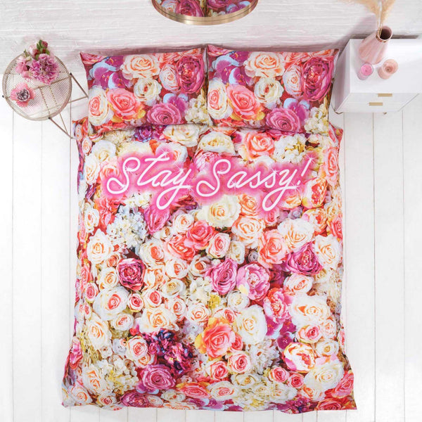 Stay Sassy Neon Floral Print Multicolour Duvet Cover Set - Single - Ideal Textiles