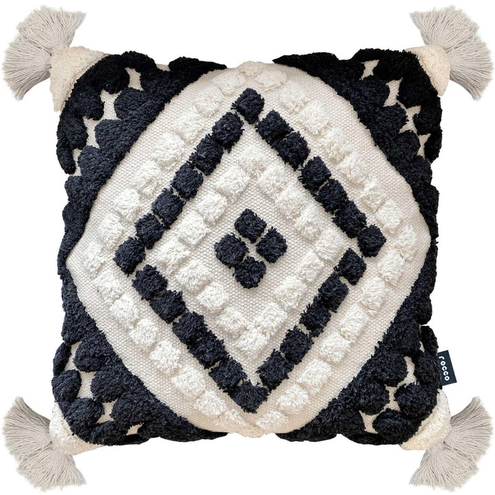 Pemba Tufted Diamond Black Cushion Cover 17" x 17" -  - Ideal Textiles